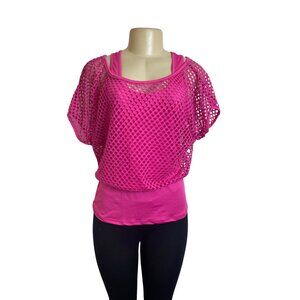Smile Fish Women's Hot Pink  Sleeveless Tank Top  and Mesh Combo Sz L - NWT